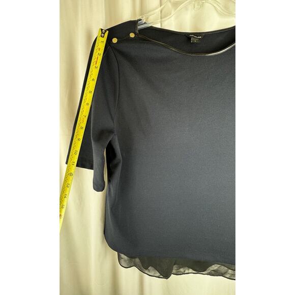 Ann Taylor Tunic Faux Leather Trim, Blue & Black, Sz: S, 55-16 - Picture 12 of 15